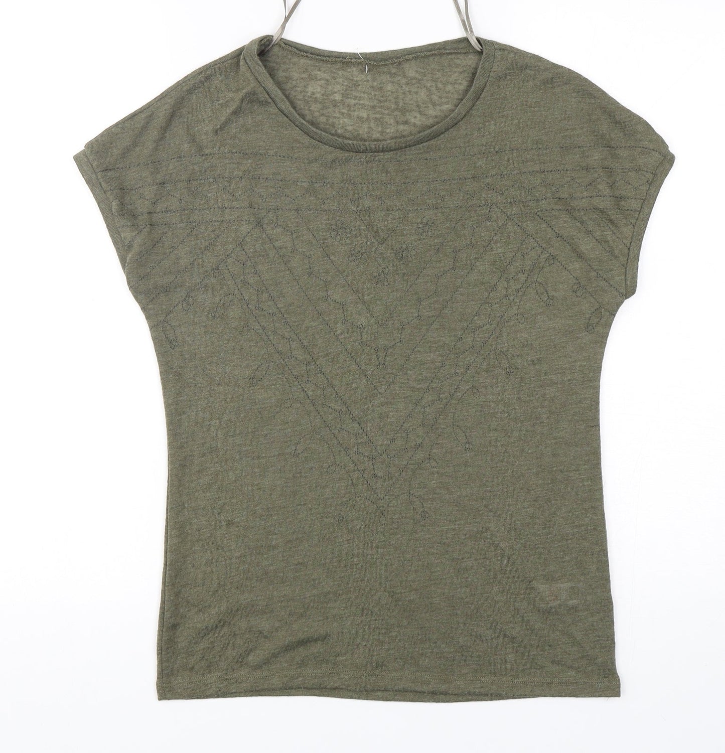 Dunnes Stores Womens Green  Polyester Basic T-Shirt Size S Round Neck