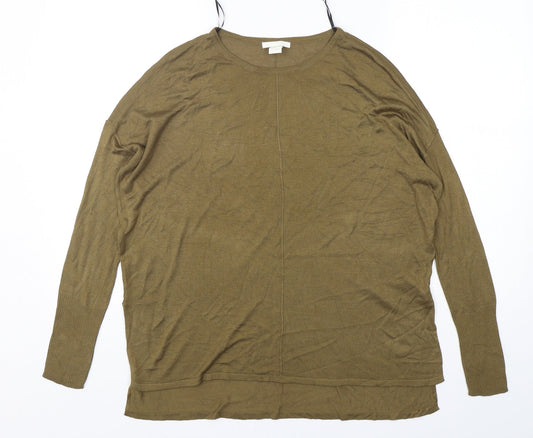 H&M Womens Green Round Neck  Acrylic Pullover Jumper Size XS