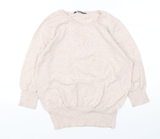 Dorothy Perkins  Womens Pink Round Neck  Cotton Pullover Jumper Size 14