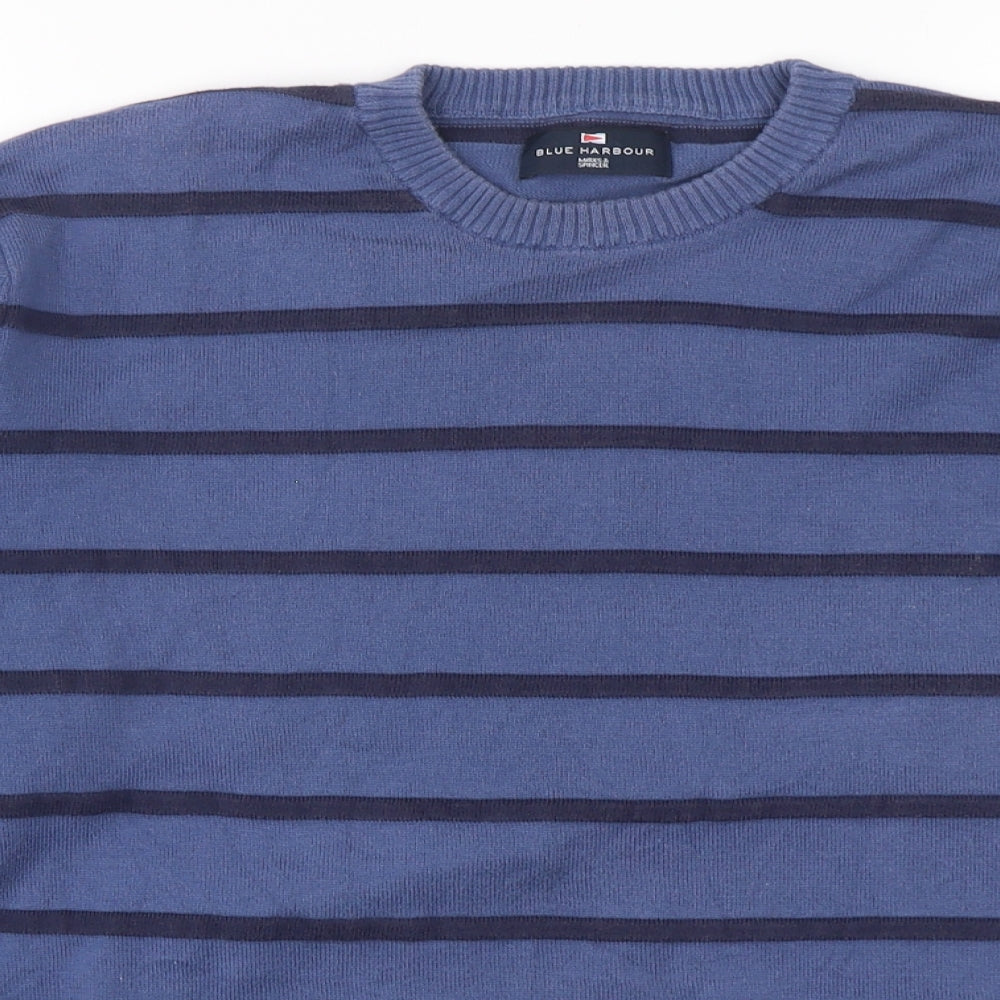 Blue Harbour Womens Blue Striped Cotton Pullover Sweatshirt Size L  Pullover