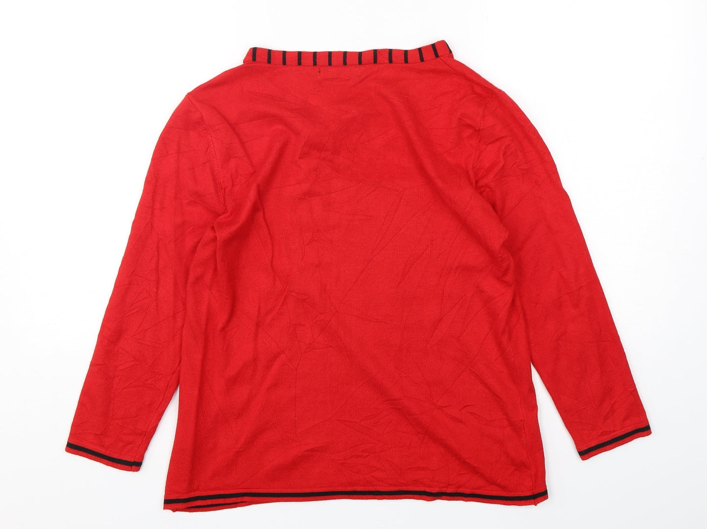 Just Elegance Womens Red Round Neck  Viscose Pullover Jumper Size M