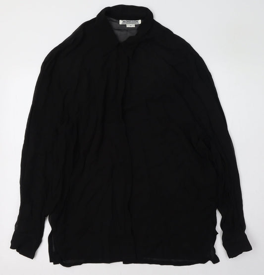Monsoon Womens Black  Polyester Basic Button-Up Size 12 Collared