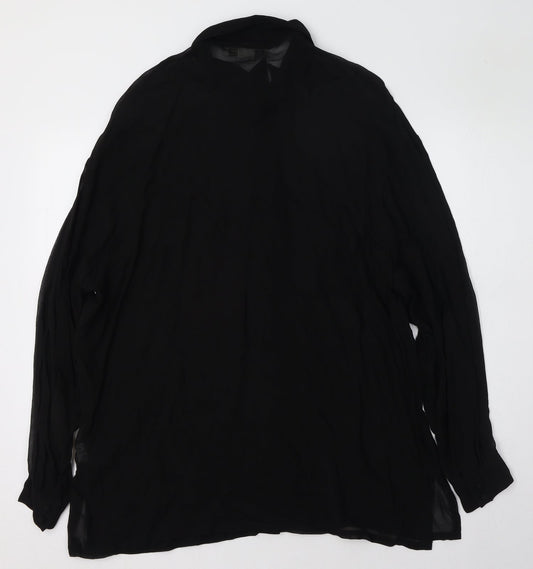 Monsoon Womens Black  Polyester Basic Button-Up Size 12 Collared