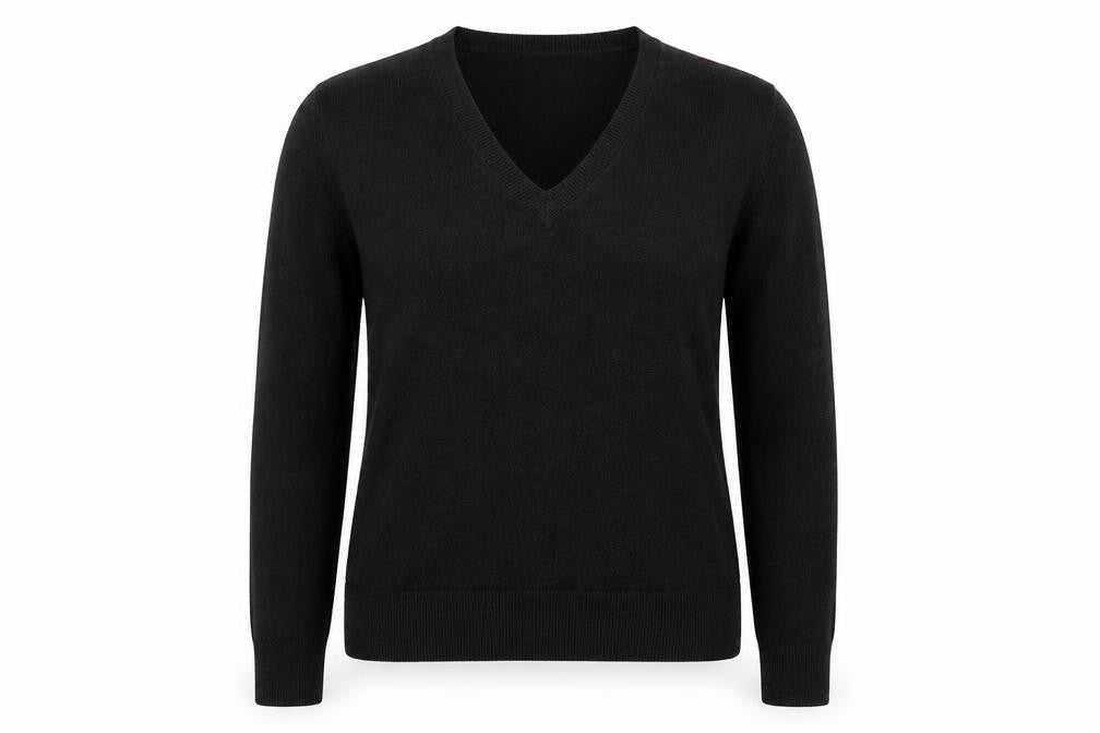 Marks and Spencer Womens Black V-Neck  Acrylic Pullover Jumper Size 12