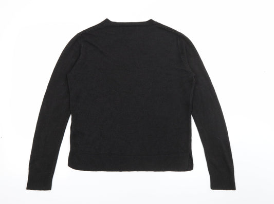 Marks and Spencer Womens Black V-Neck  Acrylic Pullover Jumper Size 12