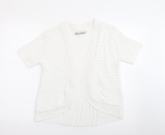 Pure & Natural  Womens White V-Neck  Cotton Cardigan Jumper Size L
