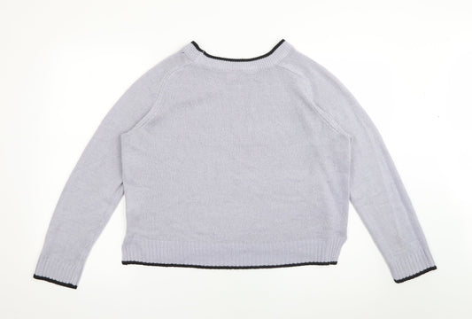 H&M Womens Purple Crew Neck  Acrylic Pullover Jumper Size M