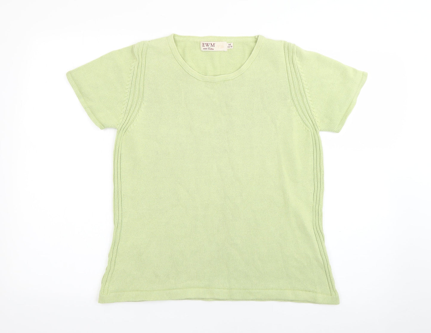 EWM Womens Green Round Neck  Cotton Pullover Jumper Size M