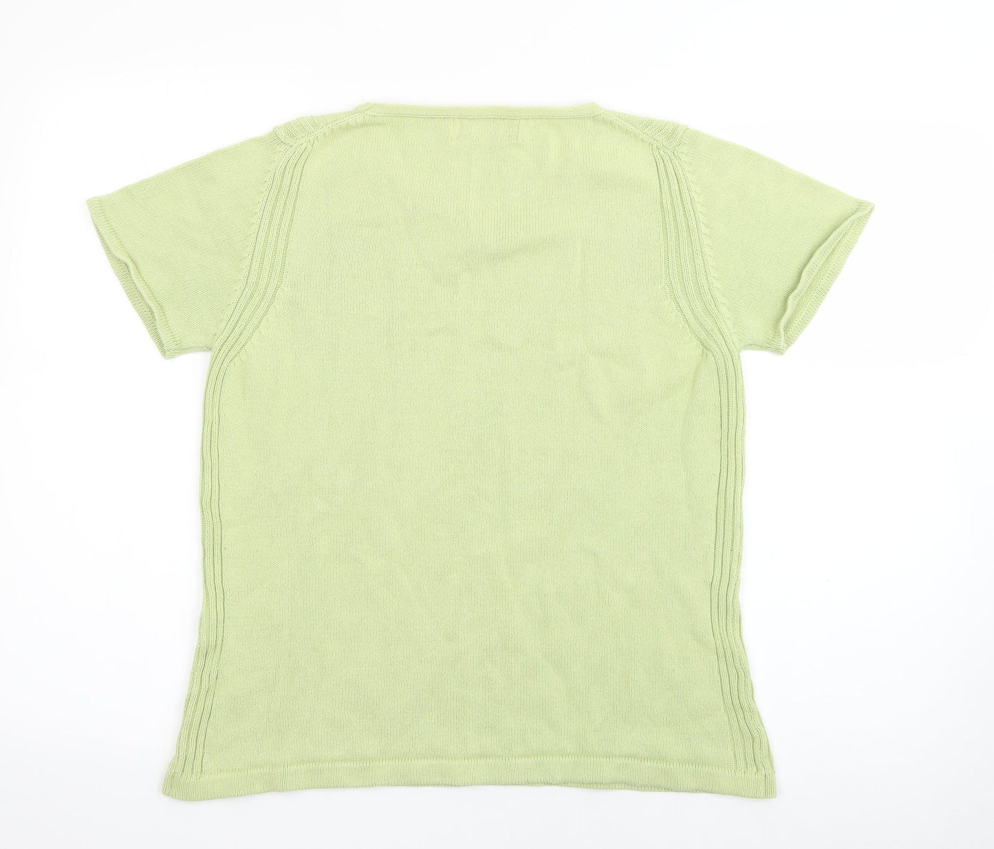 EWM Womens Green Round Neck  Cotton Pullover Jumper Size M