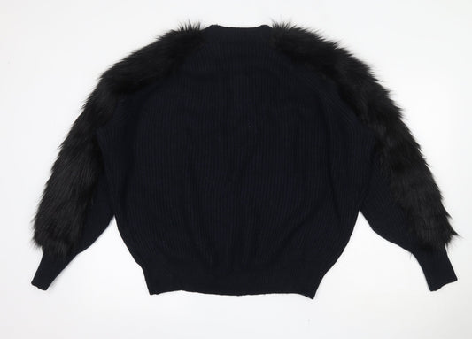 H&M Womens Blue Round Neck  Acrylic Pullover Jumper Size S