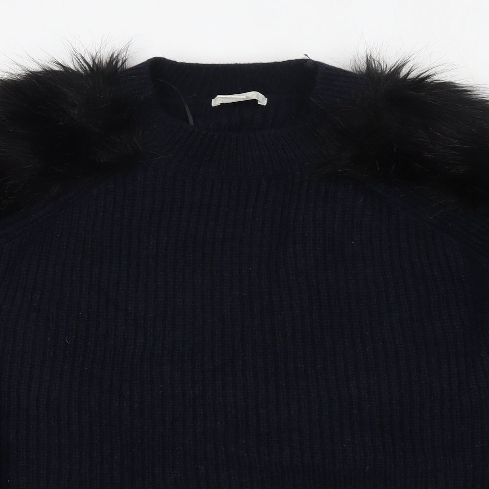 H&M Womens Blue Round Neck  Acrylic Pullover Jumper Size S