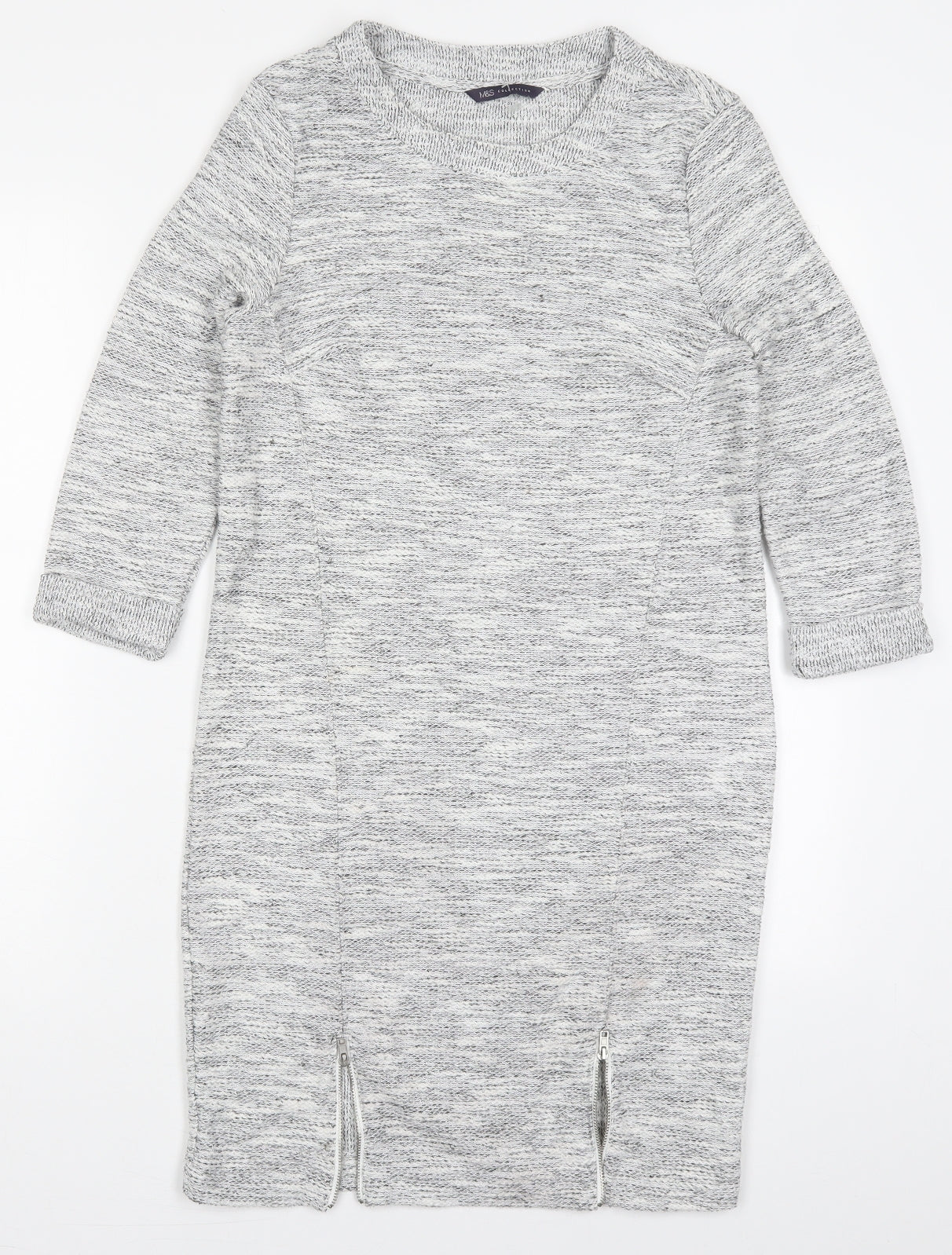 Marks and Spencer Womens Grey  Polyester Pencil Dress  Size 8  Round Neck Pullover