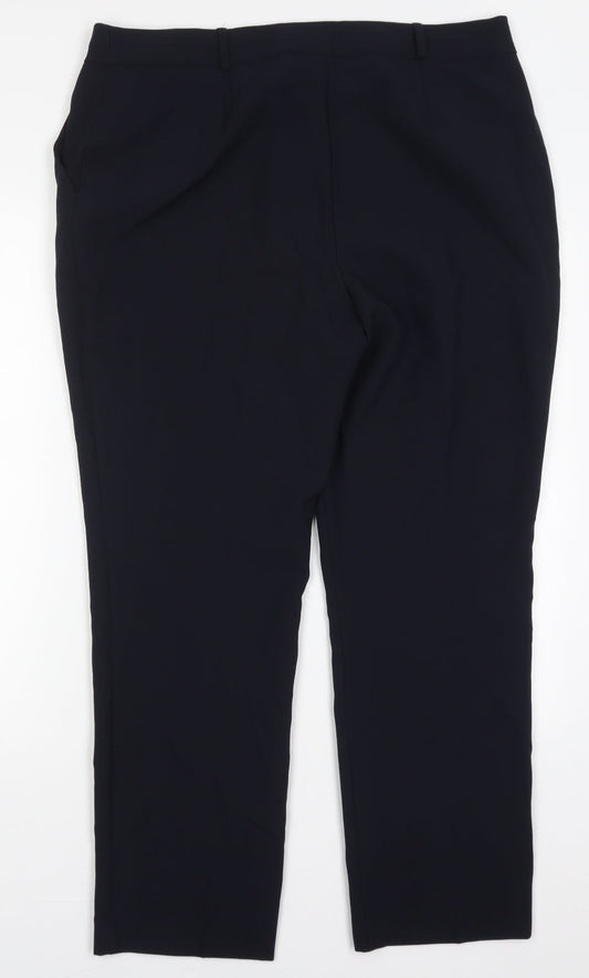 Dunnes Womens Blue  Polyester Trousers  Size 16 L28.5 in Regular Hook & Eye