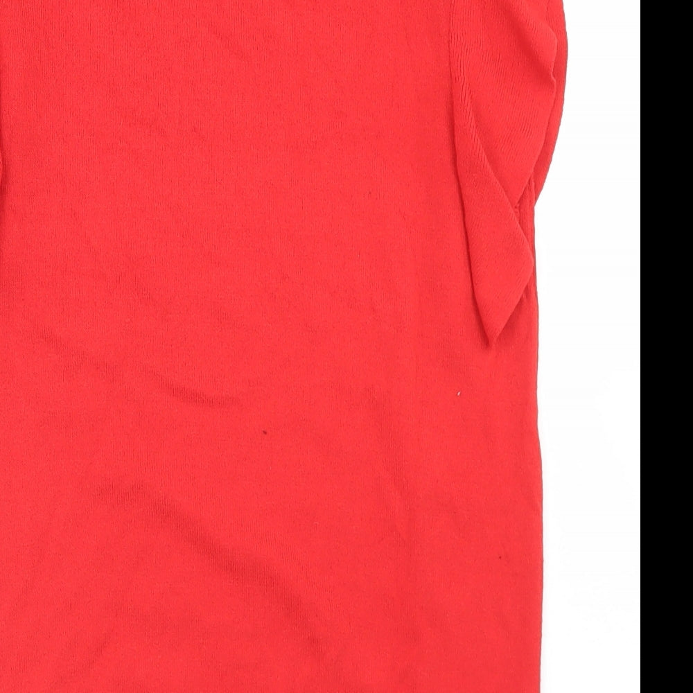 Dorothy Perkins Womens Red Round Neck  Viscose Pullover Jumper Size 10