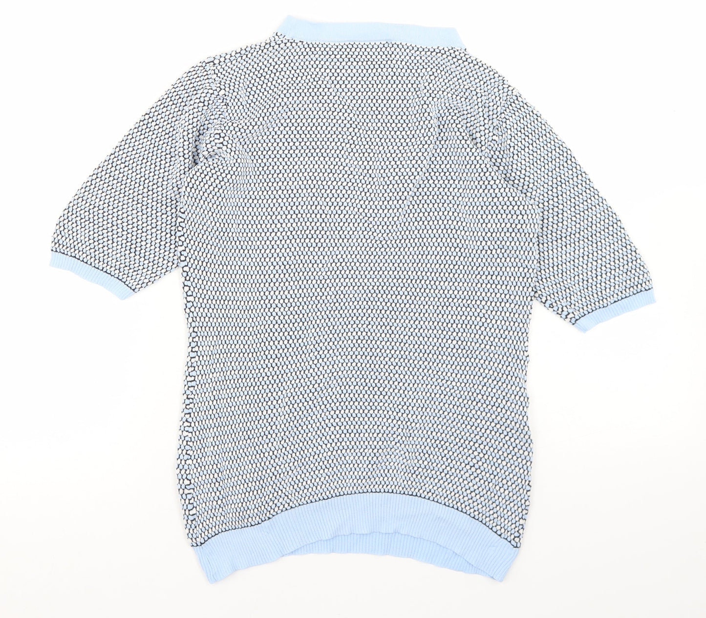 Savida Womens Blue Polka Dot Viscose Basic T-Shirt Size M Round Neck