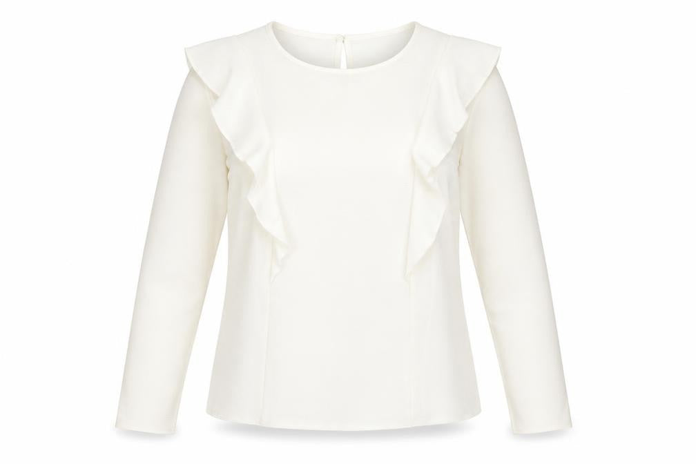 New Look Womens Ivory  Polyester Basic Blouse Size 10 Round Neck