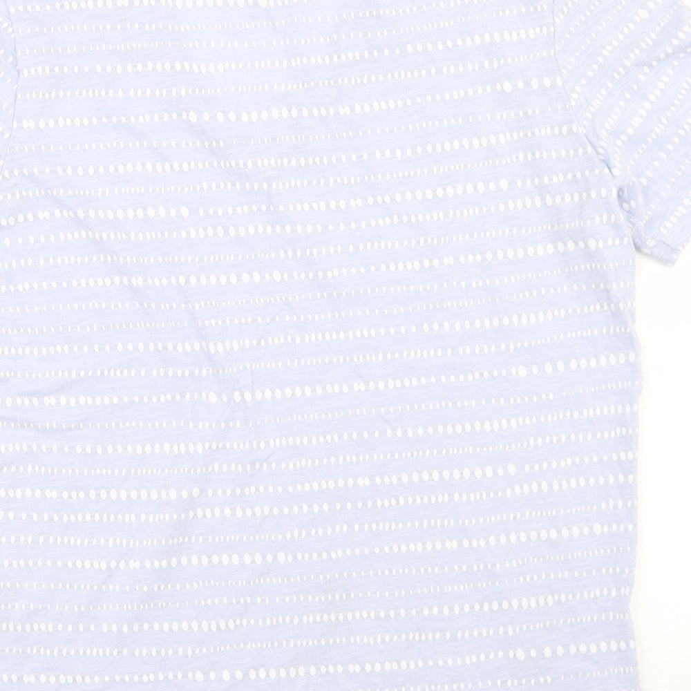 Marks and Spencer Womens Purple Polka Dot Cotton Basic T-Shirt Size 6 V-Neck
