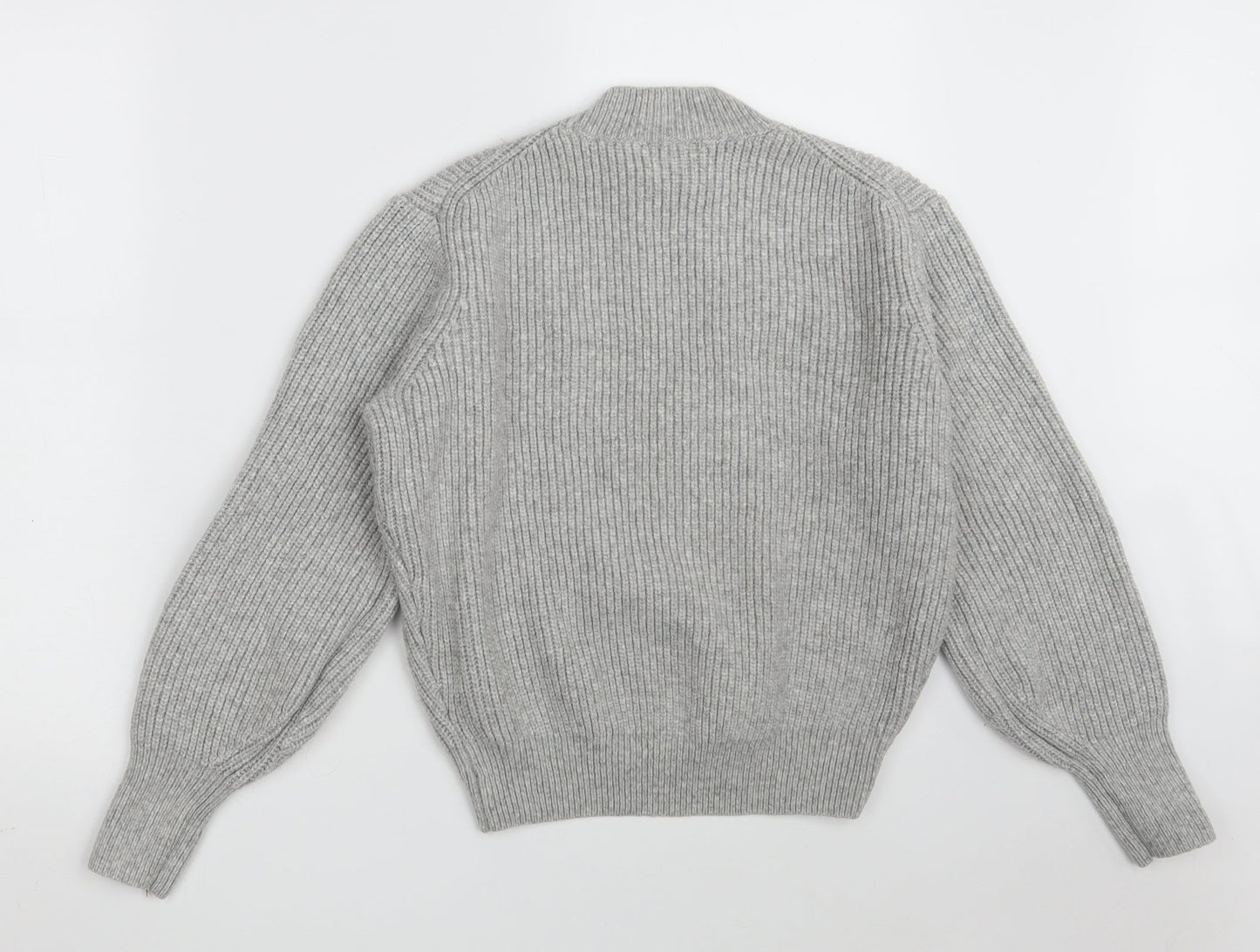 H&M Womens Grey Round Neck  Acrylic Pullover Jumper Size XS