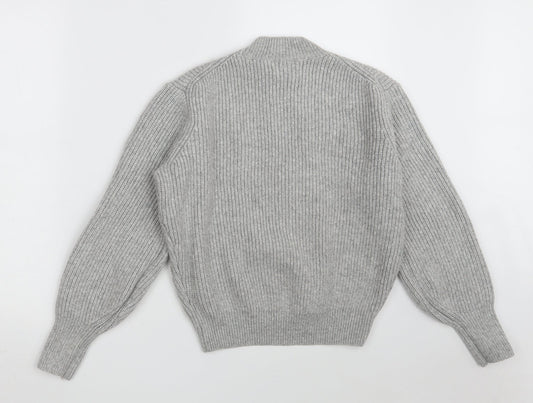 H&M Womens Grey Round Neck  Acrylic Pullover Jumper Size XS