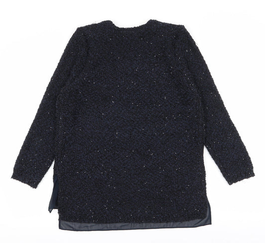 Zara Womens Blue V-Neck  Polyester Pullover Jumper Size M