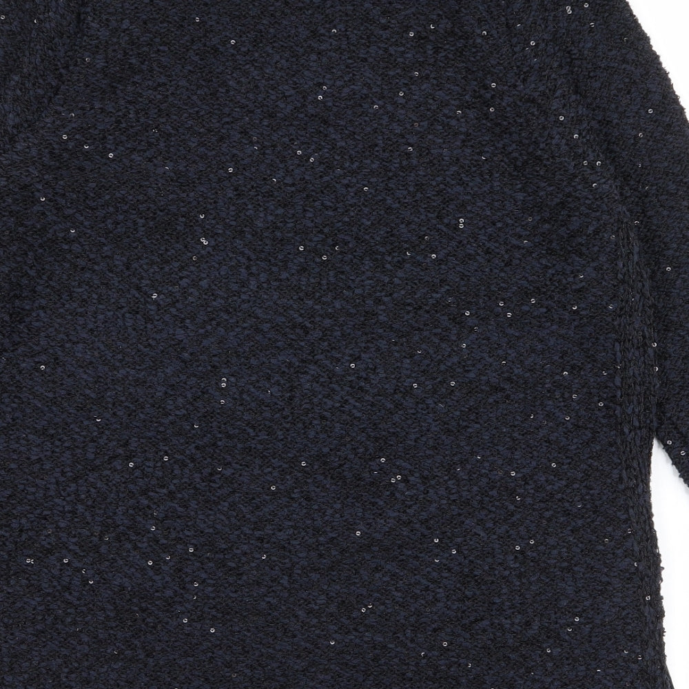 Zara Womens Blue V-Neck  Polyester Pullover Jumper Size M