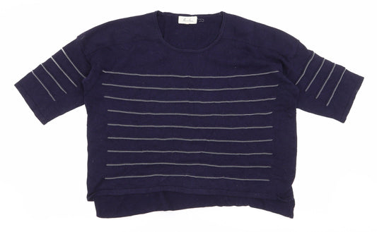 Marie Sixtine Womens Blue Round Neck Striped Cotton Pullover Jumper Size XS