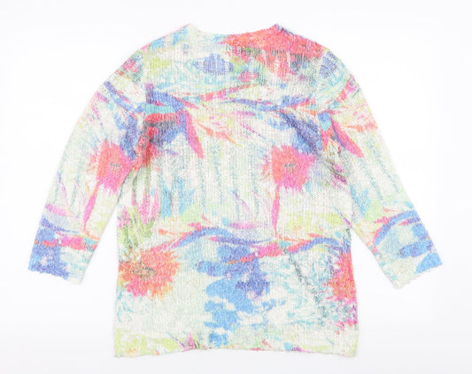 Casamia Womens Multicoloured V-Neck Floral Acrylic Pullover Jumper Size S