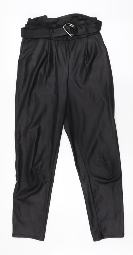 PRETTYLITTLETHING Womens Black  Polyester Dress Pants Trousers Size 8 L25 in Regular Buckle