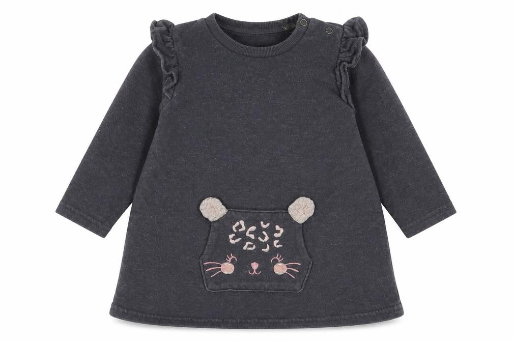 George Girls Grey  Cotton Jersey Casual Size 6-9 Months Round Neck Snap
