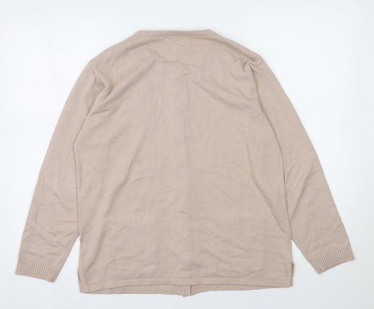 Reflect Womens Beige Round Neck  Acrylic Cardigan Jumper Size M