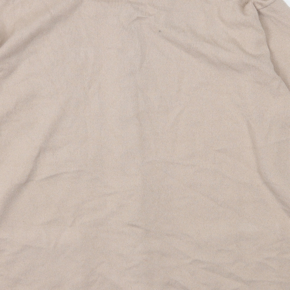 Reflect Womens Beige Round Neck  Acrylic Cardigan Jumper Size M