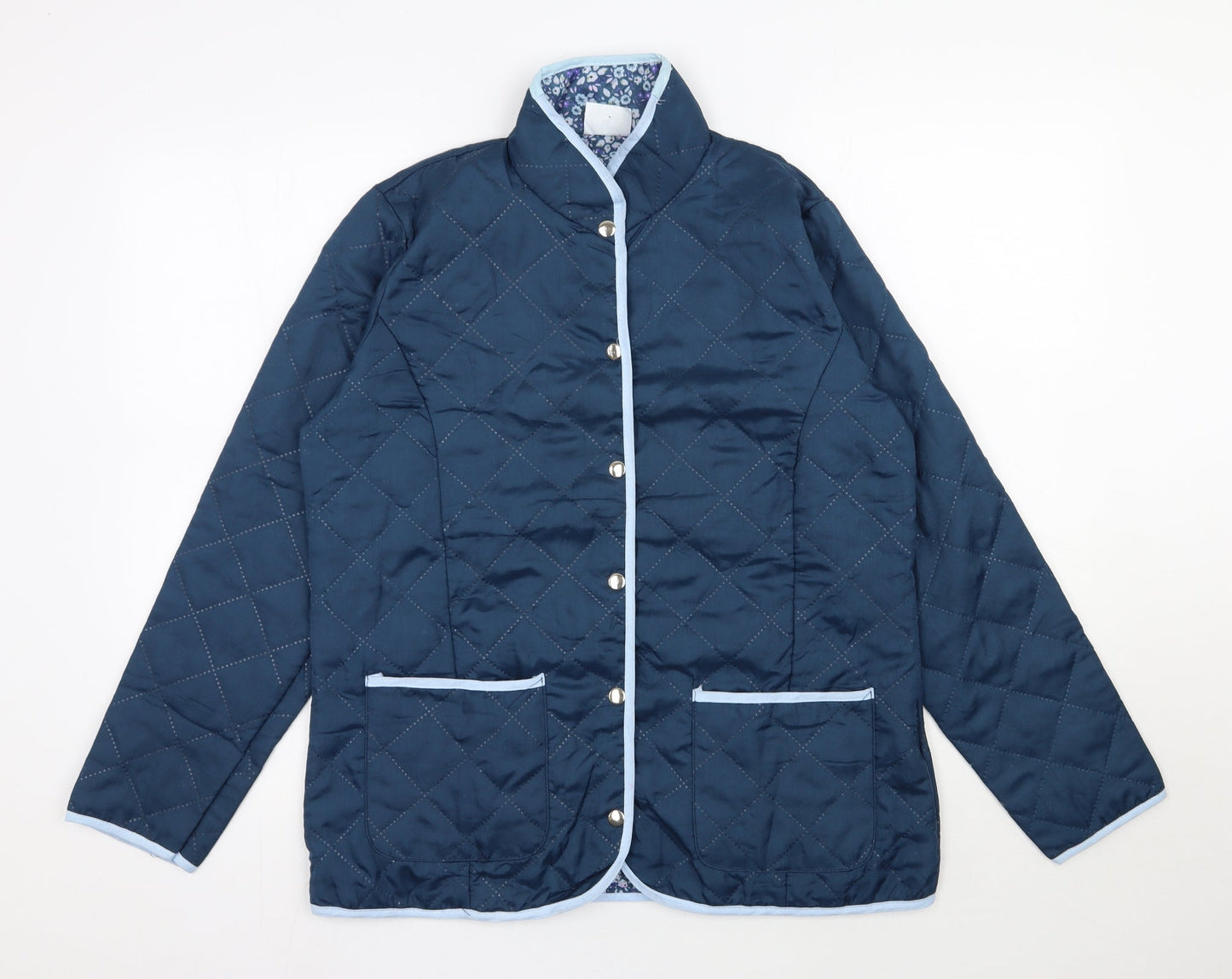 Nathalie Andersen Womens Blue Argyle/Diamond  Jacket  Size 14  Snap