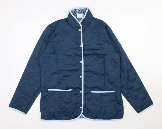 Nathalie Andersen Womens Blue Argyle/Diamond  Jacket  Size 14  Snap
