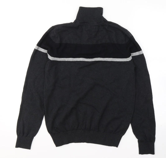 TU Mens Black  Cotton Pullover Sweatshirt Size S