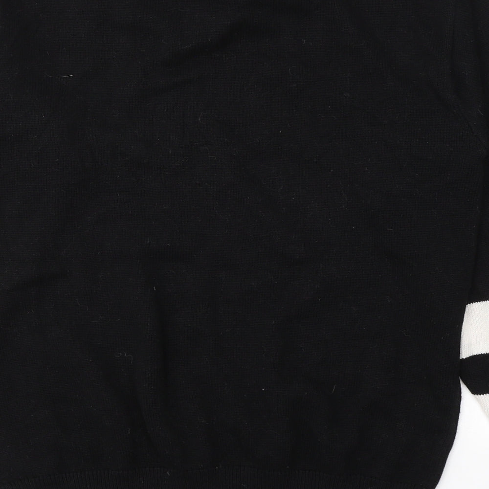 Lodge Mens Black Round Neck  Cotton Pullover Jumper Size S