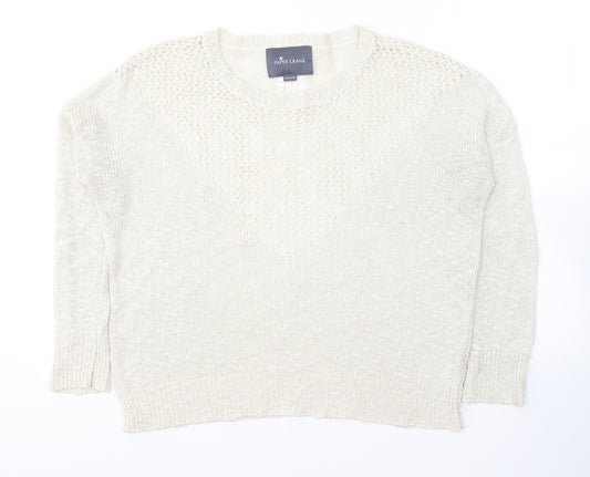 Paper Crane Womens Ivory V-Neck  Polyester Pullover Jumper Size S