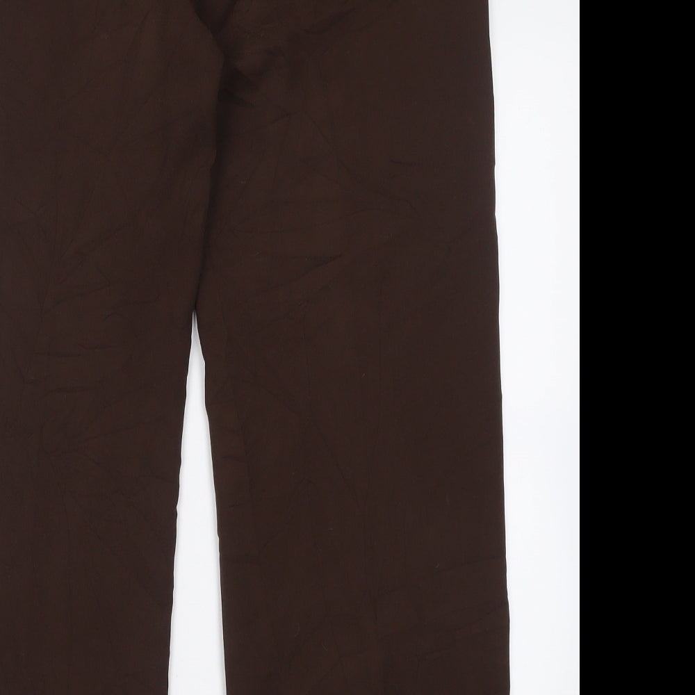 Gold Womens Brown  Polyester Trousers  Size 14 L28 in Regular Button