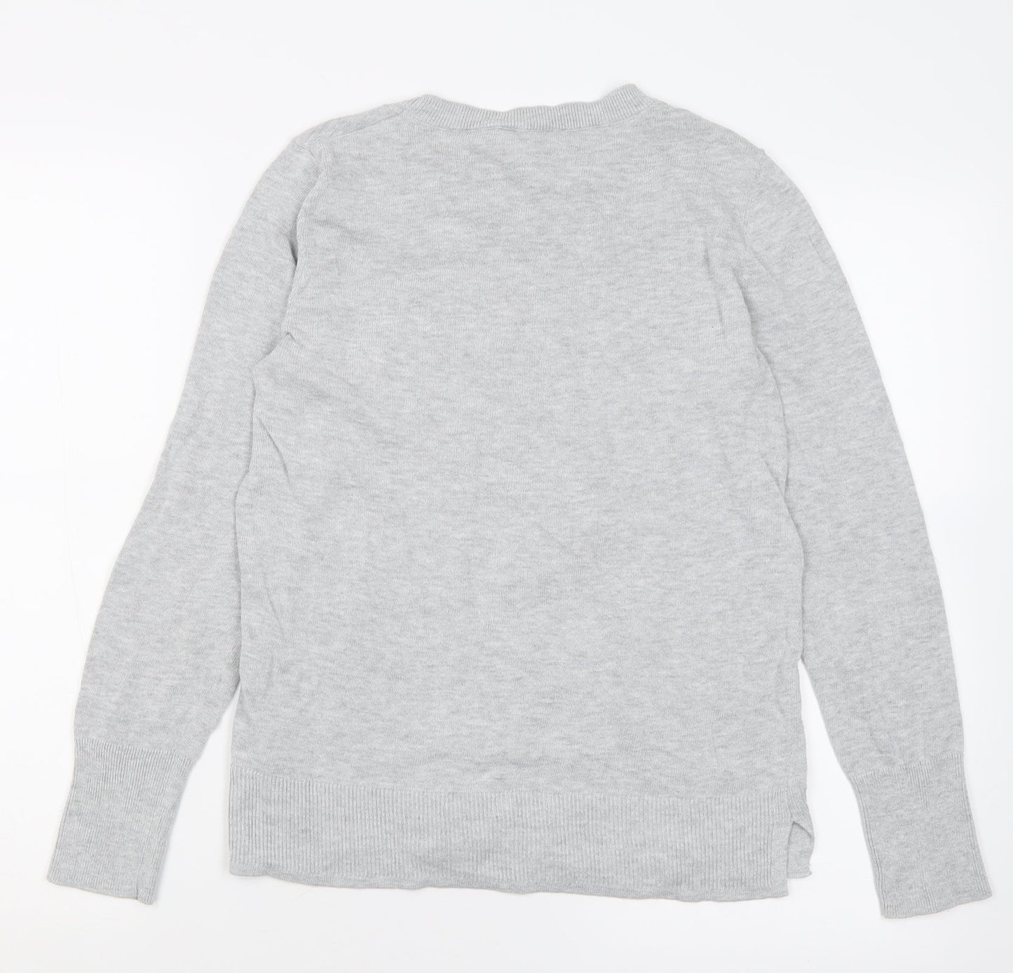 Time and Tru Womens Grey Crew Neck  Polyester Pullover Jumper Size 6