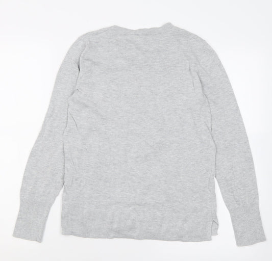 Time and Tru Womens Grey Crew Neck  Polyester Pullover Jumper Size 6