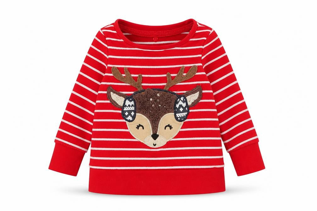 George Baby Red Striped Cotton Basic Casual Size 12-18 Months Crew Neck Pullover