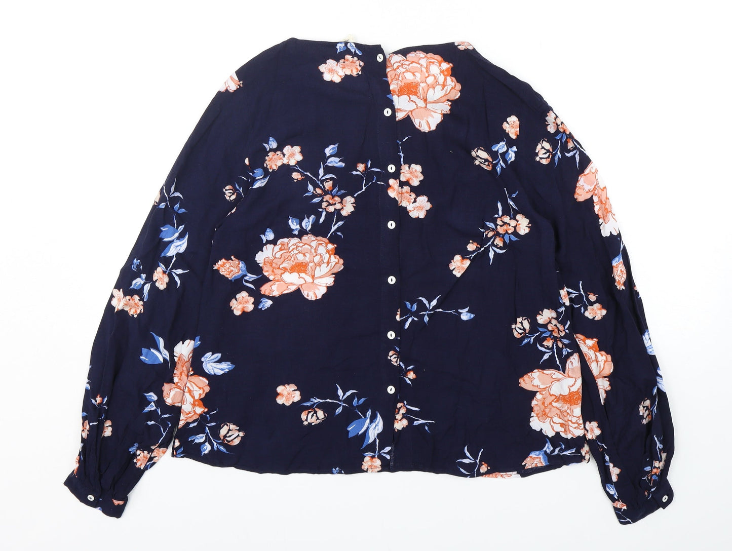 H&M Womens Multicoloured Floral Viscose Basic Blouse Size 6 Round Neck
