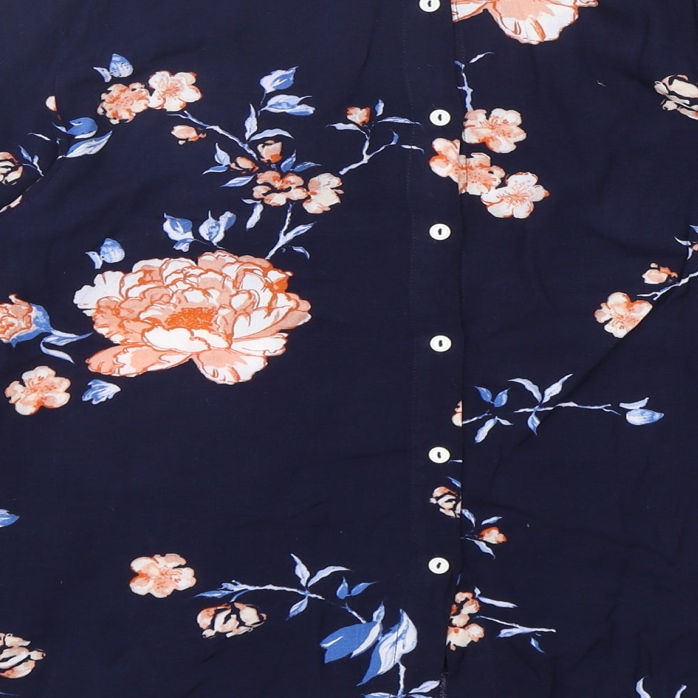 H&M Womens Multicoloured Floral Viscose Basic Blouse Size 6 Round Neck