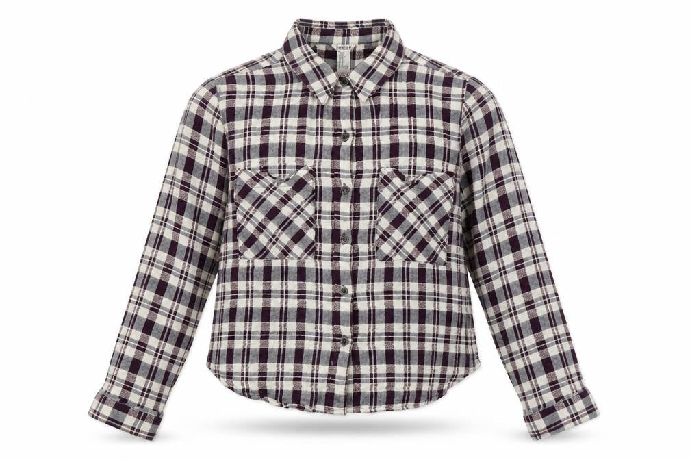 Forever 21 Womens Multicoloured Plaid Cotton Cropped Button-Up Size S Collared