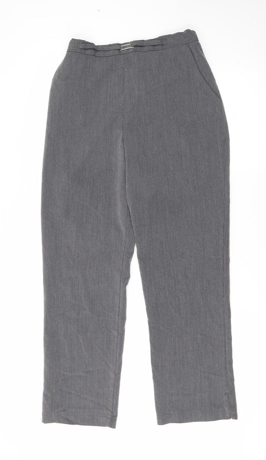 Preworn Womens Grey  Polyester Trousers  Size 14 L26.5 in Regular