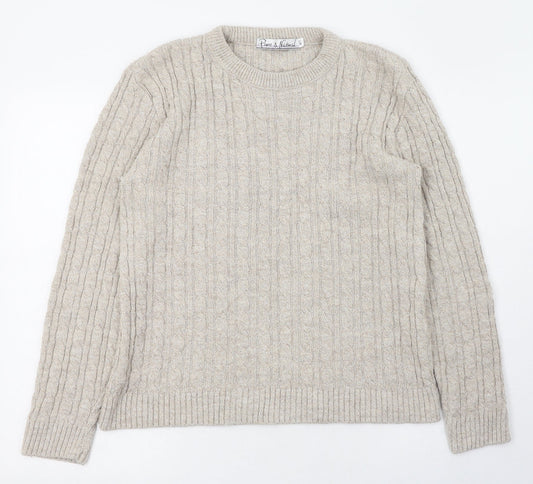 Pure & Natural Womens Brown Round Neck  Acrylic Pullover Jumper Size 12