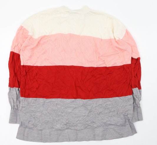 Dorothy Perkins Womens Multicoloured Round Neck Striped Acrylic Pullover Jumper Size 14