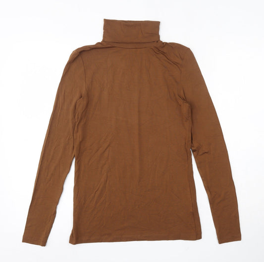 Hallhuber Womens Brown  Viscose Basic T-Shirt Size S Roll Neck