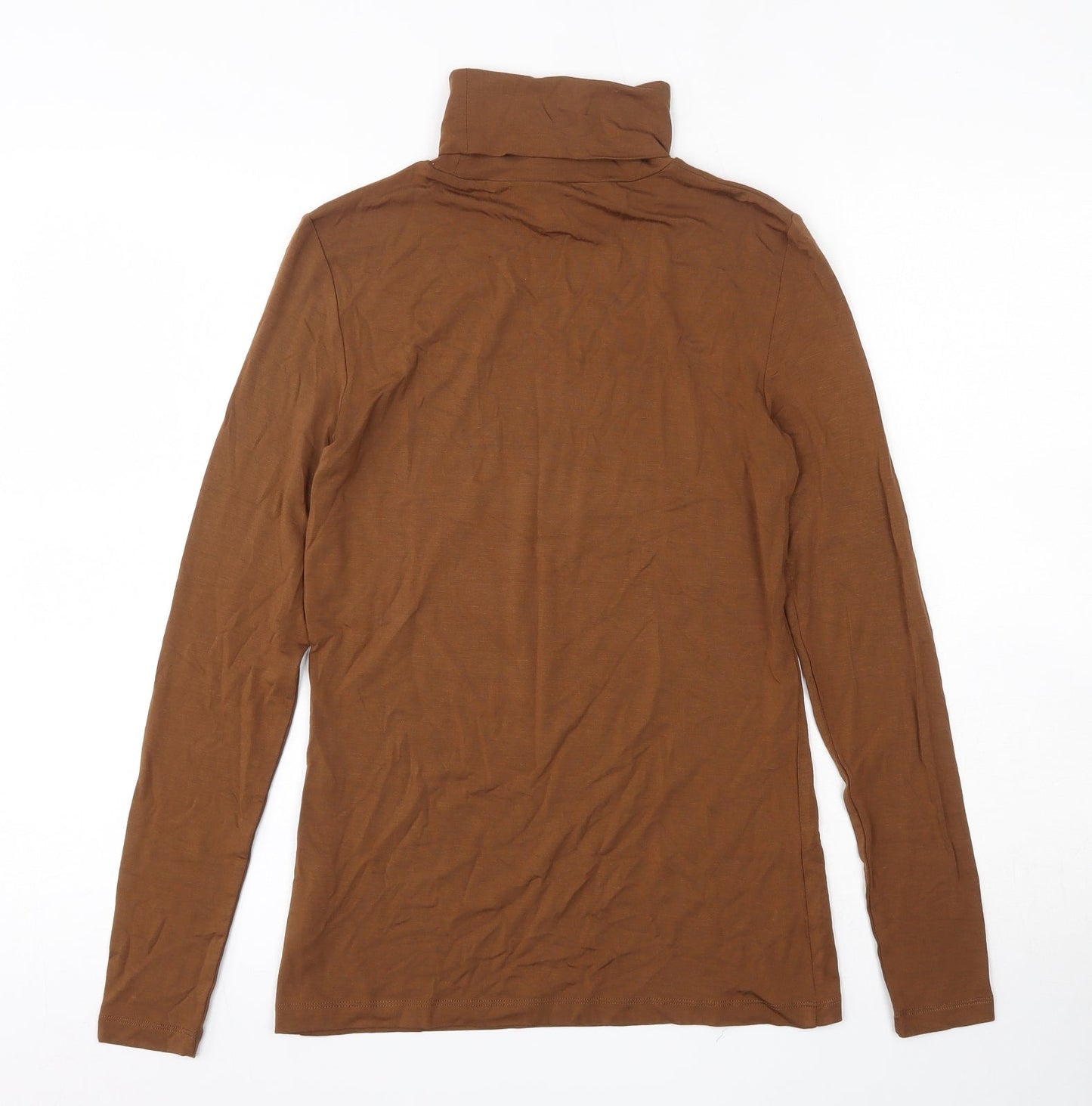 Hallhuber Womens Brown  Viscose Basic T-Shirt Size S Roll Neck