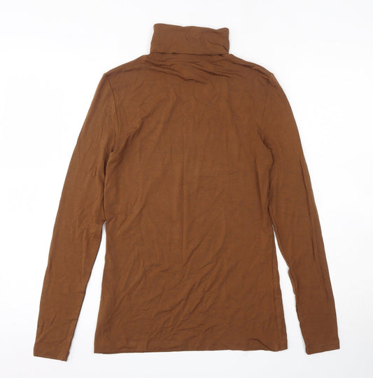 Hallhuber Womens Brown  Viscose Basic T-Shirt Size S Roll Neck