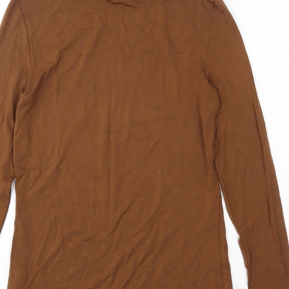 Hallhuber Womens Brown  Viscose Basic T-Shirt Size S Roll Neck